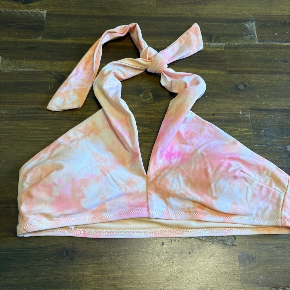 Aerie Tie Dye Pink Tan Halter Bikini Top Swimsuit Swim Cute Small